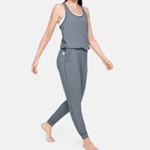Under Armour Recover Sleepwear Blue Gray Crossback Jumpsuit Romper L